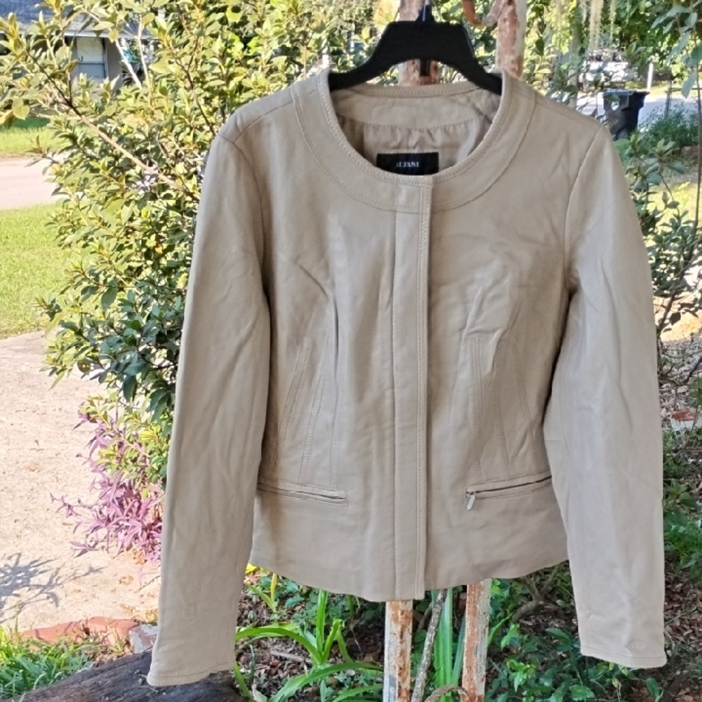 Alfani Tan Leather Jacket for Women